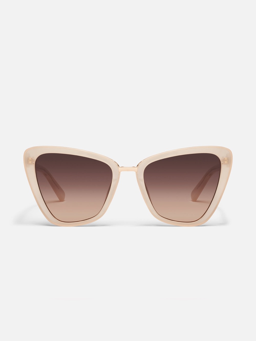 QUAY Australia All Talk Womens Cat Eye Designer Sunglasses Bone White/Brown 58mm